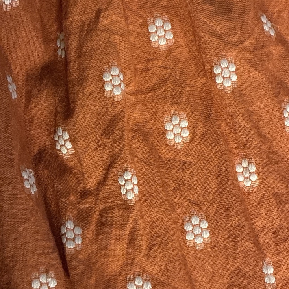 J. Jill Women's Top Tunic Med Orange Peasant Blouse Pintuck‎ Button-up Boho Chic - Picture 4 of 13